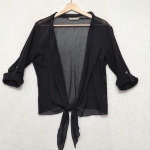 Soft Surroundings Sheer Tie-Front Cardigan Boho Lagenlook Women's M Lightweight